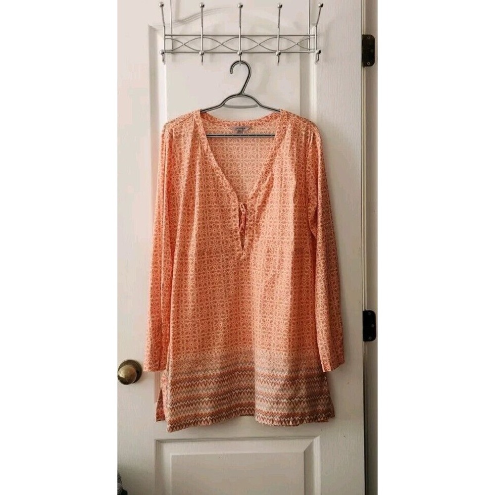 Athleta Tunic Womens Pale Peach Cover Up Long Sleeve Blouse Lightweight Size‎ M